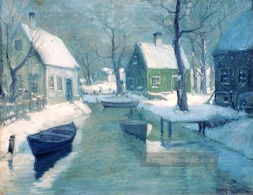 sn036B Impressionismus Schnee Winter Szenerie Ölgemälde